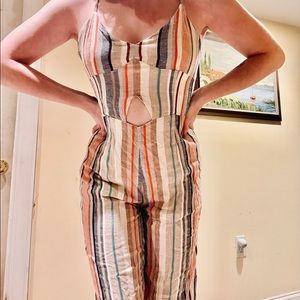 EXPRESS Striped Jumpsuit MED
